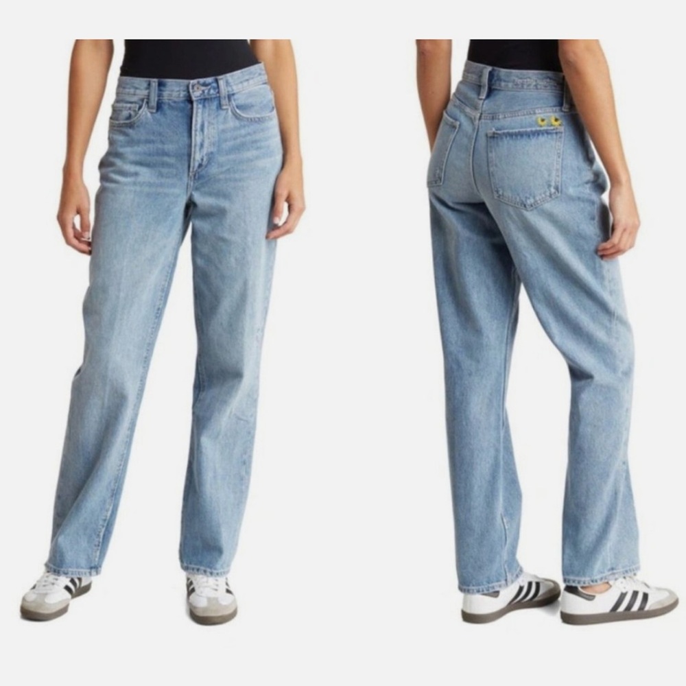 Favorite Daughter The Tommy mid rise boyfriend Blue Embroidered Jeans size 31 - Picture 11 of 12